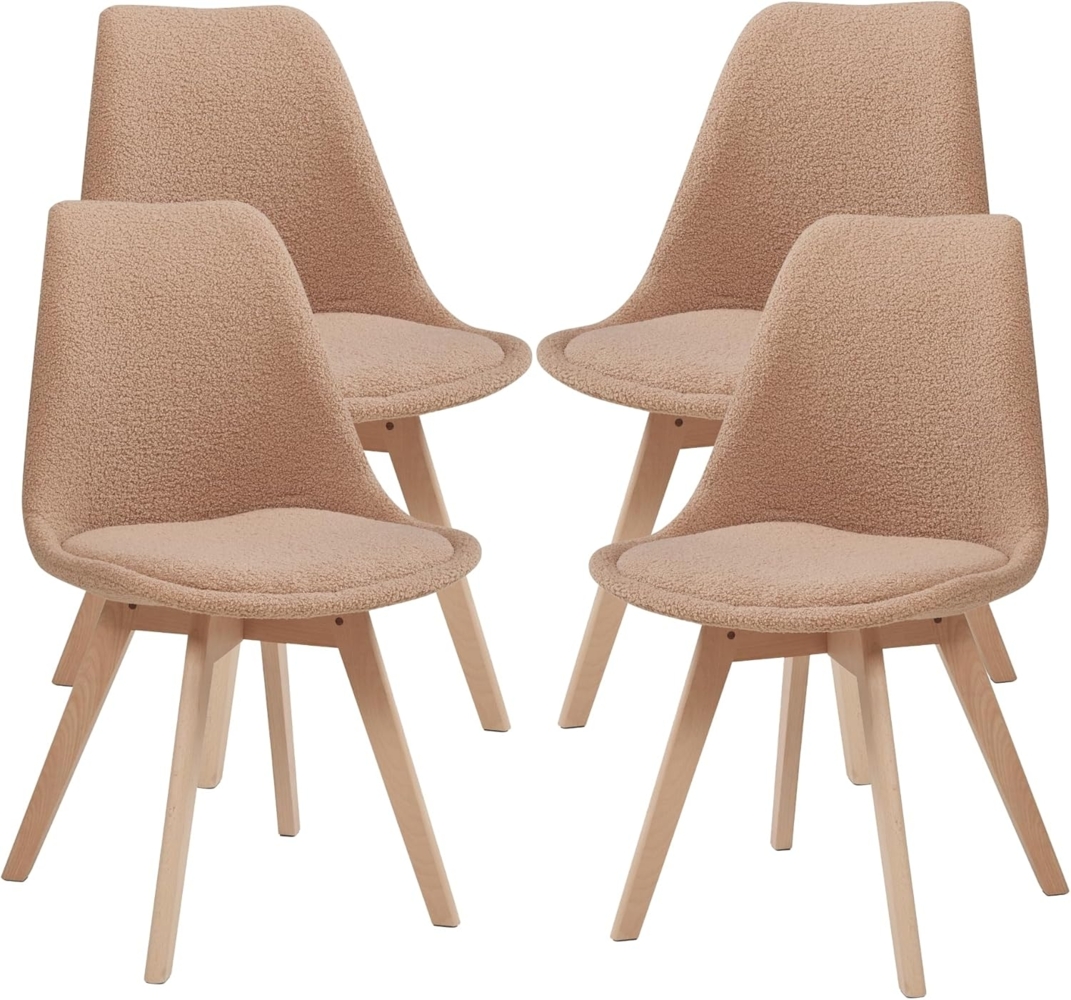 Esszimmerstuhl Fläten 4er Set Bouclé Taupe [en. casa] Bild 1