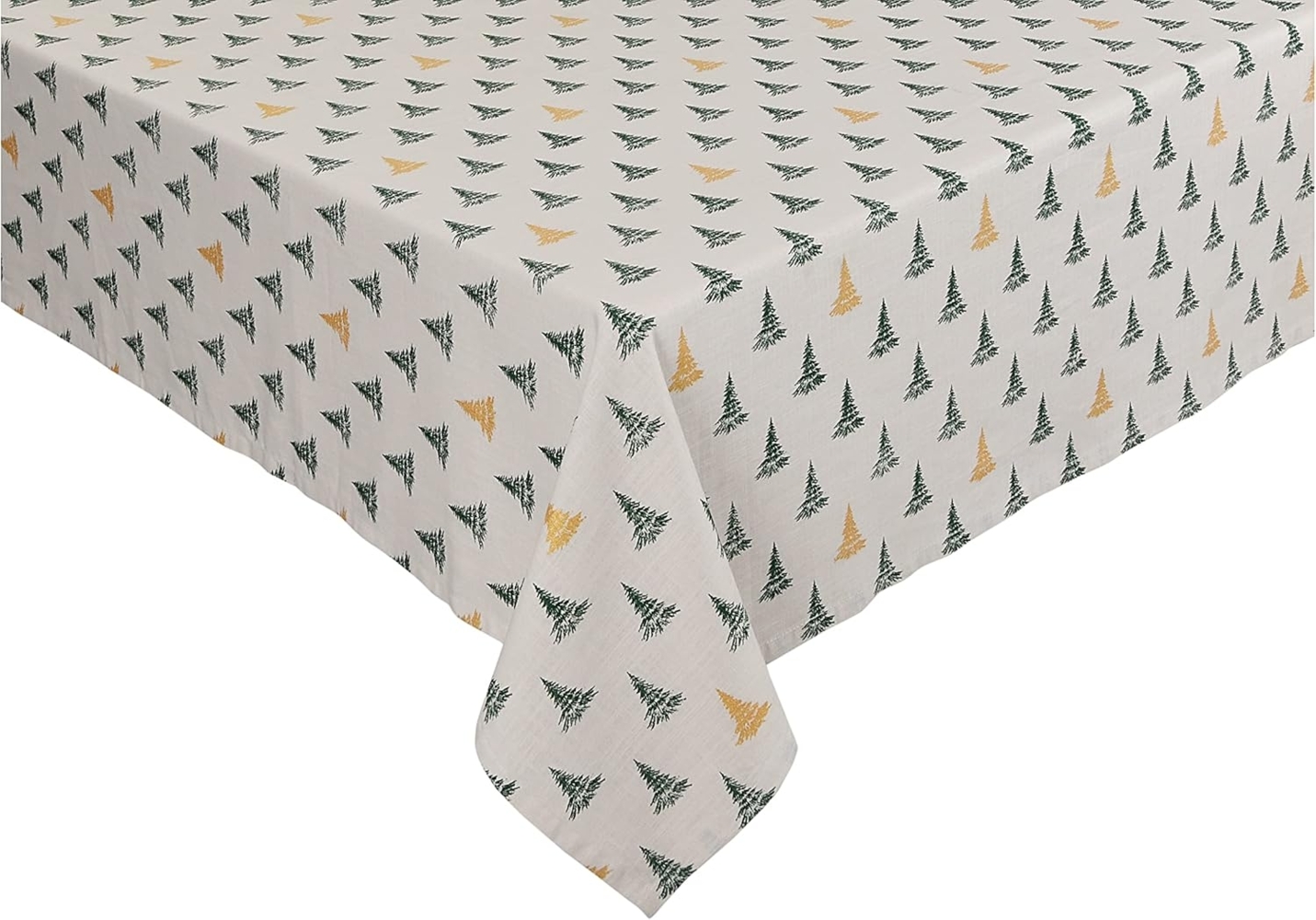 Sleepdown Tischdecke, Winter, Kiefernbäume, Metallic-Details, 100% Baumwolle, rechteckig, Natur, 152x259 cm Bild 1
