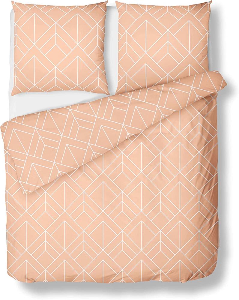 Mako Satin Bettwäsche Urban Geometric apricot 240x220 + 2 x 80 x 80 Bild 1