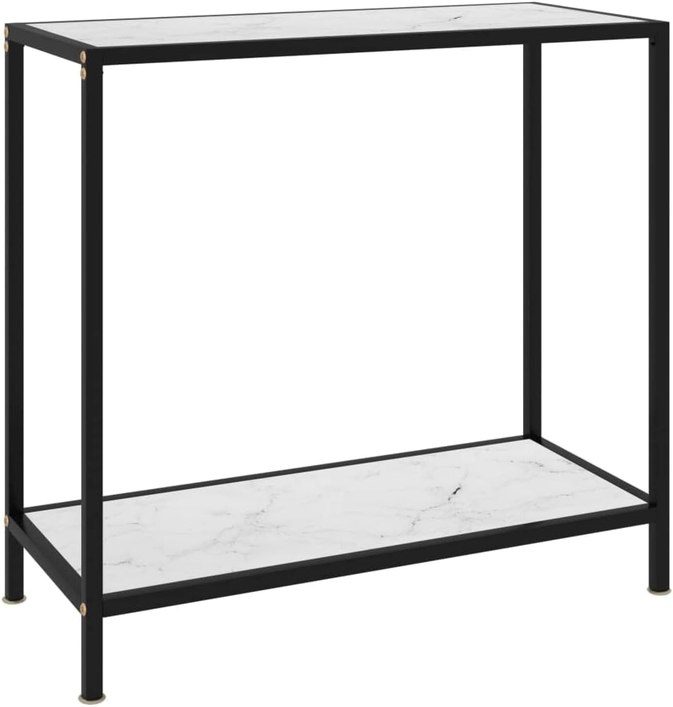 vidaXL Konsolentisch Flurtisch Konsole Beistelltisch Sideboard Wandtisch Frisiertisch Glastisch Deko Weiß 80 x 35 x 75 cm Hartglas Stahl Bild 1