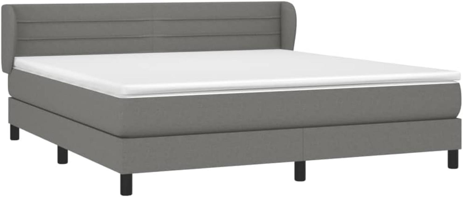 vidaXL Boxspringbett mit Matratze Dunkelgrau 160x200 cm Stoff, Härtegrad: H2 [3126334] Bild 1