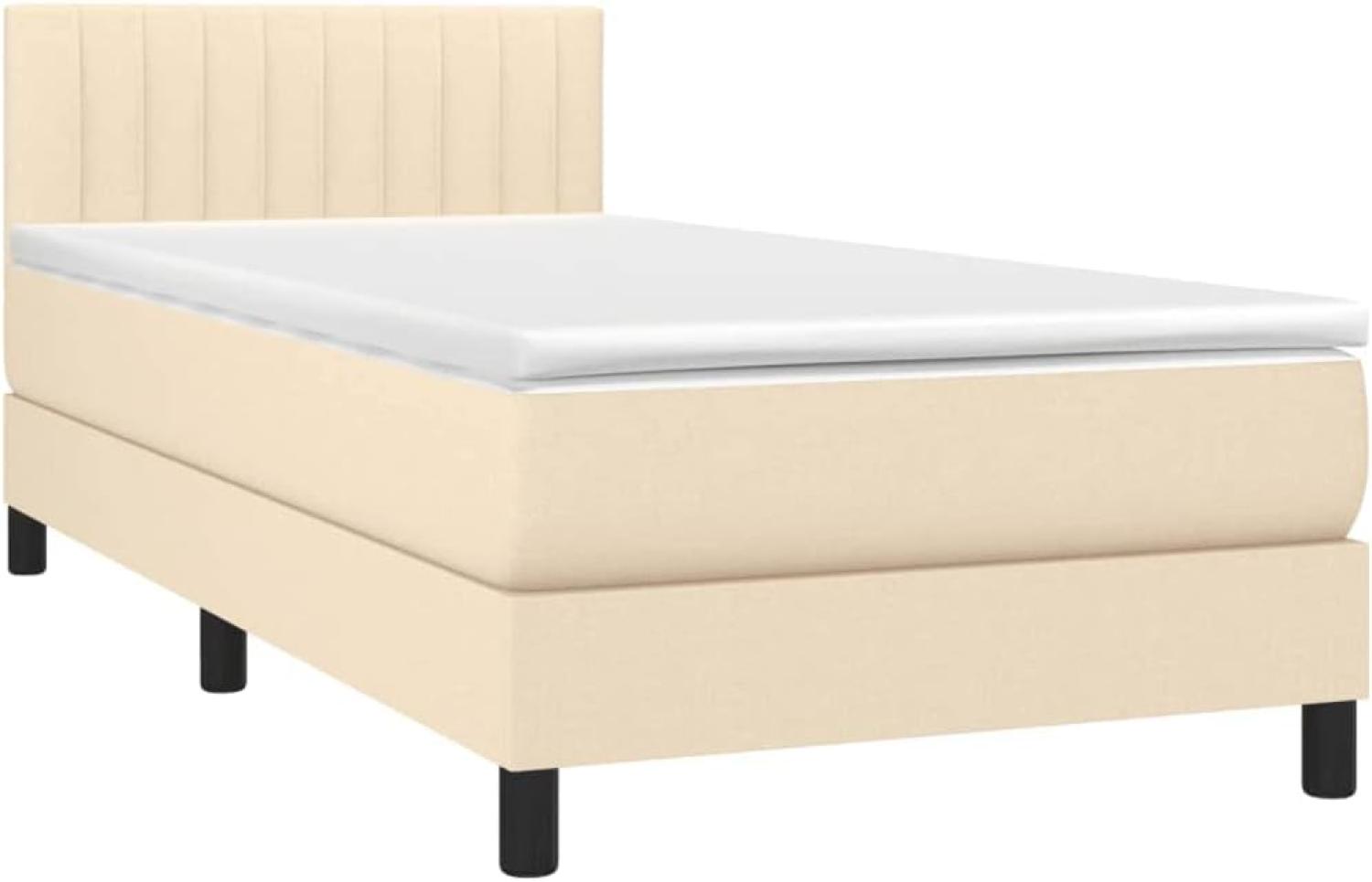 Boxspringbett mit Matratze & LED Stoff Creme 90 x 200 cm, Härtegrad: H2 [3133290] Bild 1