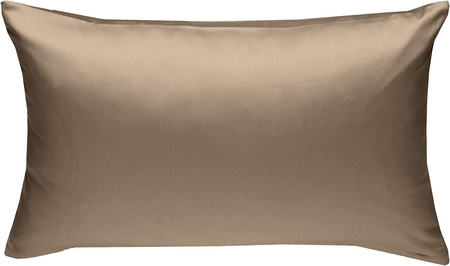 Bettwaesche-mit-Stil Mako-Satin / Baumwollsatin Bettwäsche uni / einfarbig hellbraun Kissenbezug 60x80 cm Bild 1