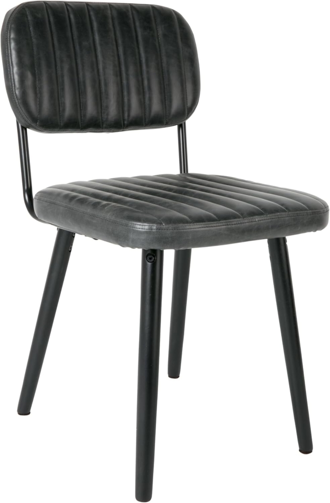 White Lable Living Stuhl Jake Industrial Style Lederoptik Schwarz Bild 1