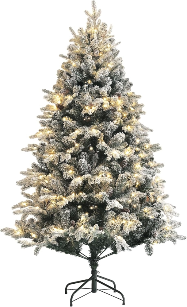 HOMCOM Künstlicher Weihnachtsbaum 180 cm Christbaum mit 793 Spitzen, Kunstschnee, Künstlicher Baum, klappbar Stahlständer, für Weihnachten Deko, Grün Bild 1