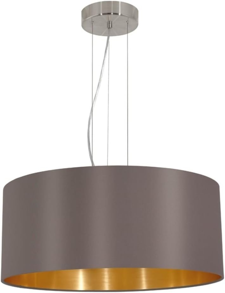 Eglo 31608 Pendelleuchte MASERLO Textil cappuccino, gold E27 3X60W H:110cm Ø53cm dimmbar höhenverstellbar Bild 1
