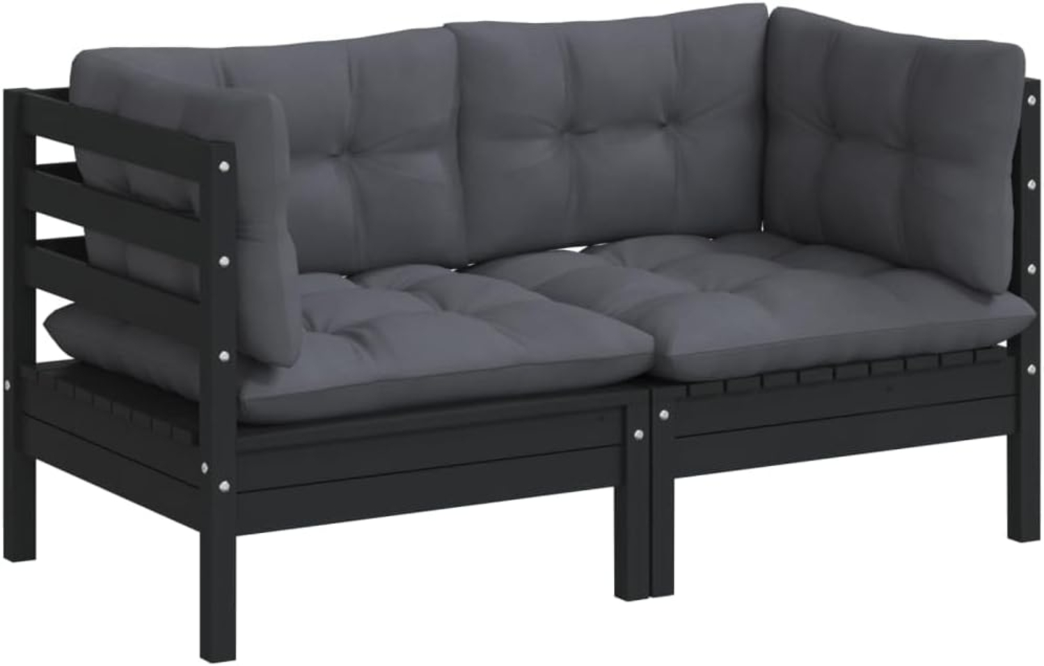vidaXL 2-Sitzer-Gartensofa mit Anthrazit Kissen Massivholz Kiefer 3096014 Bild 1