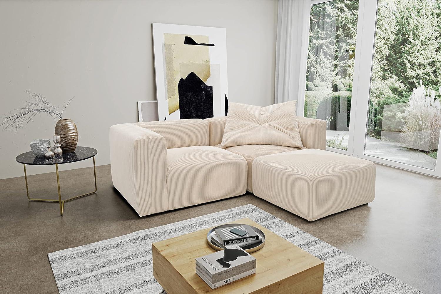 DOMO. collection Malia Ecksofa, Modulsofa in L-Form, bestehend aus 3 Modulen, Sofa, Couch, beige, 193 x 216 cm Bild 1