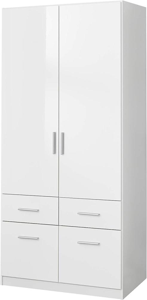 Rauch Möbel Salvador Schrank Kleiderschrank Drehtürenschrank, Weiß, 2-türig mit 4 Schubladen, inkl. Zubehörpaket Basic 1 Kleiderstange, BxHxT 91 x 197 x 54 cm Bild 1