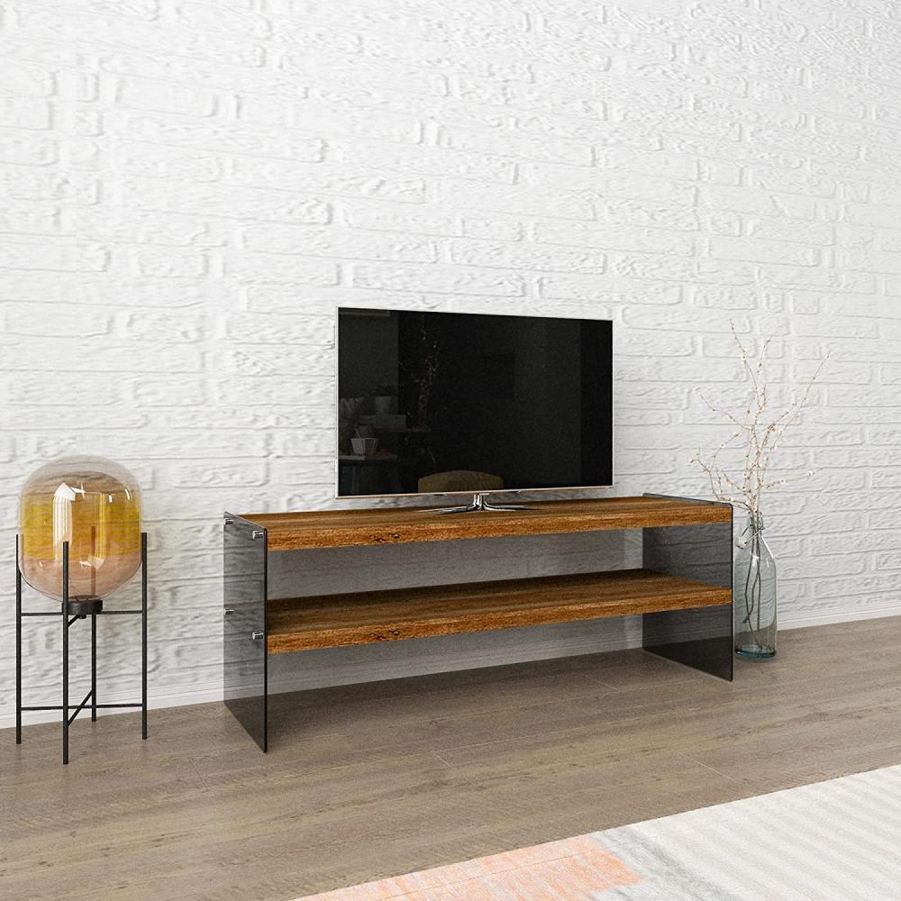 Fernsehtisch Laihia 45 x 120 x 35 cm Transparent/Holzoptik [en. casa] Bild 1