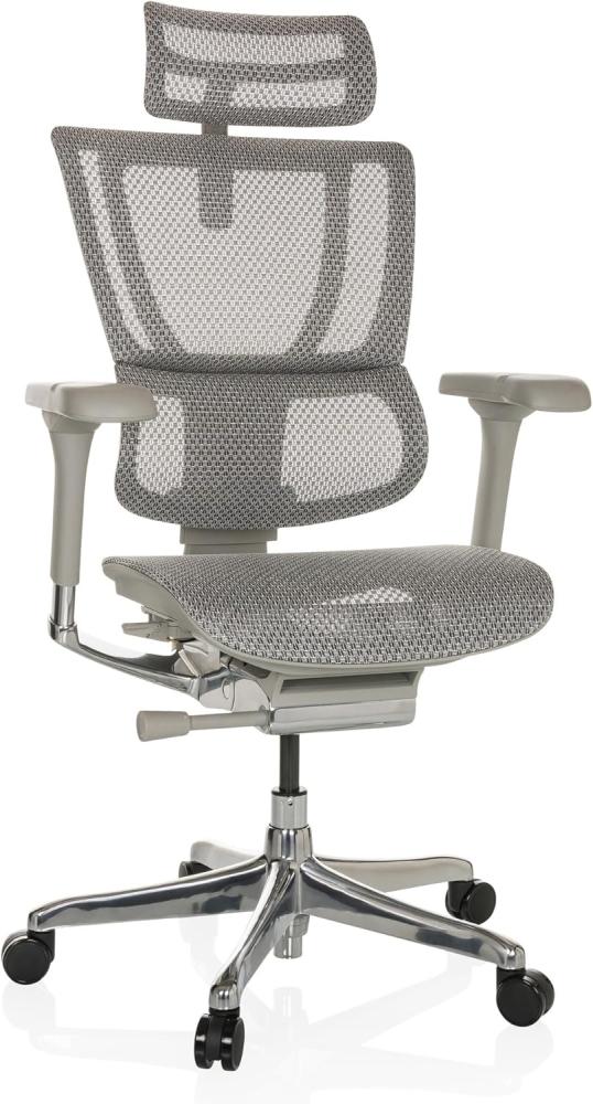 hjh OFFICE Bürostuhl ERGOHUMAN Slim I G Netz ergonomischer Bürosessel mit Flexibler Lordosenstütze, Hellgrau, 652293 Bild 1