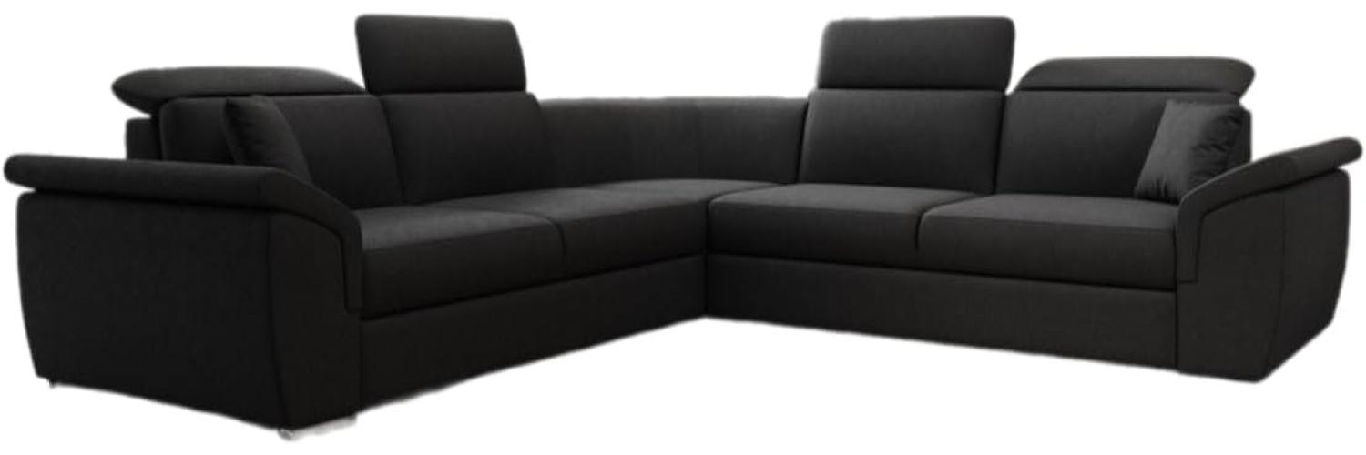 Designer Sofa Fernando mit Schlaffunktion und Stauraum Stoff Schwarz Bild 1