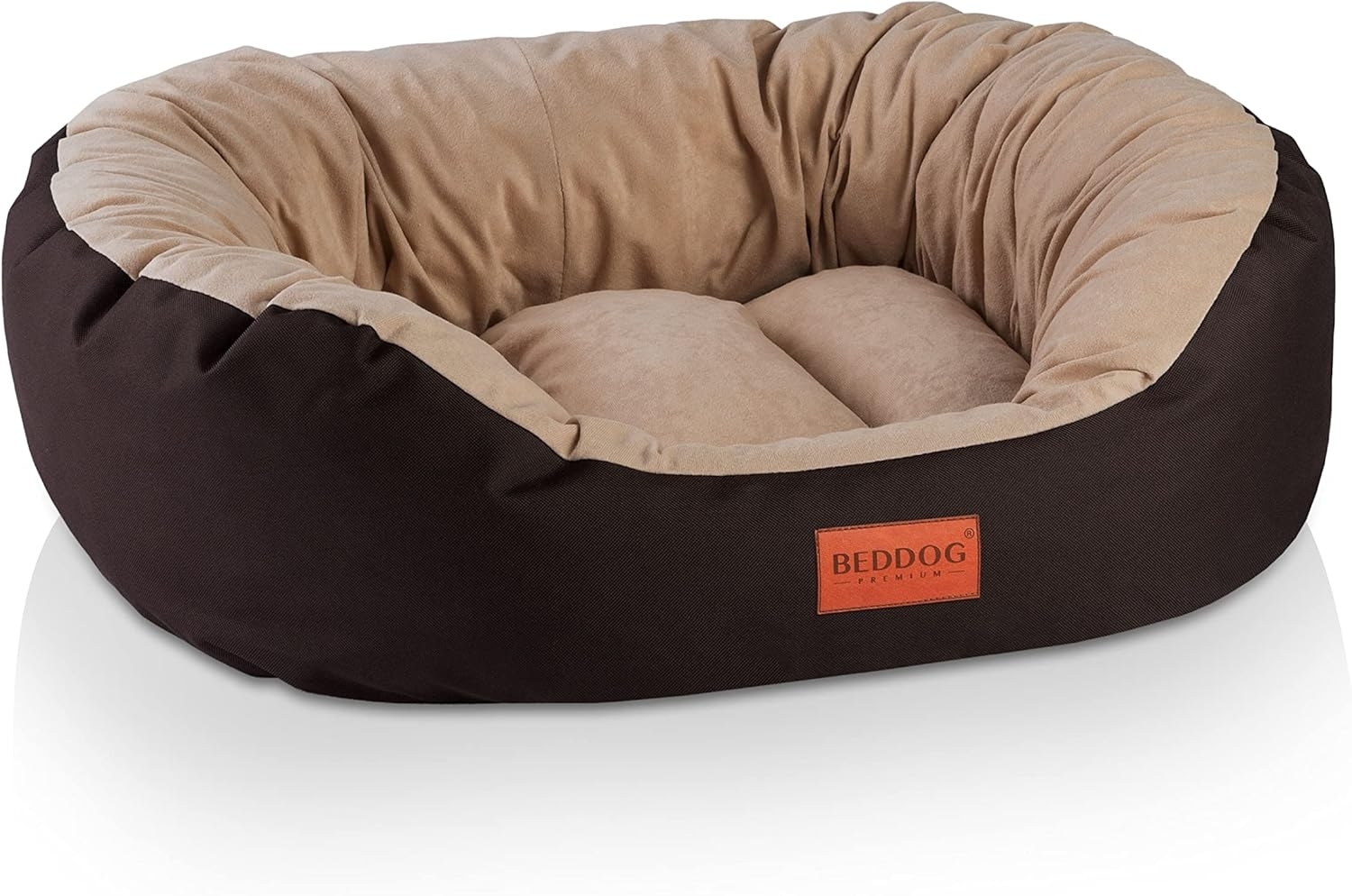 BedDog Hundebett Grosse Hunde - Hundekissen - Hundekorb - Ovales Hundekörbchen - Hundesofa - Hundebetten für Große Hunde - Dog Bed - Hunde Bett - Körbchen Hund aus Alicante-Gewebe L, MELANGE (beige/braun) Bild 1