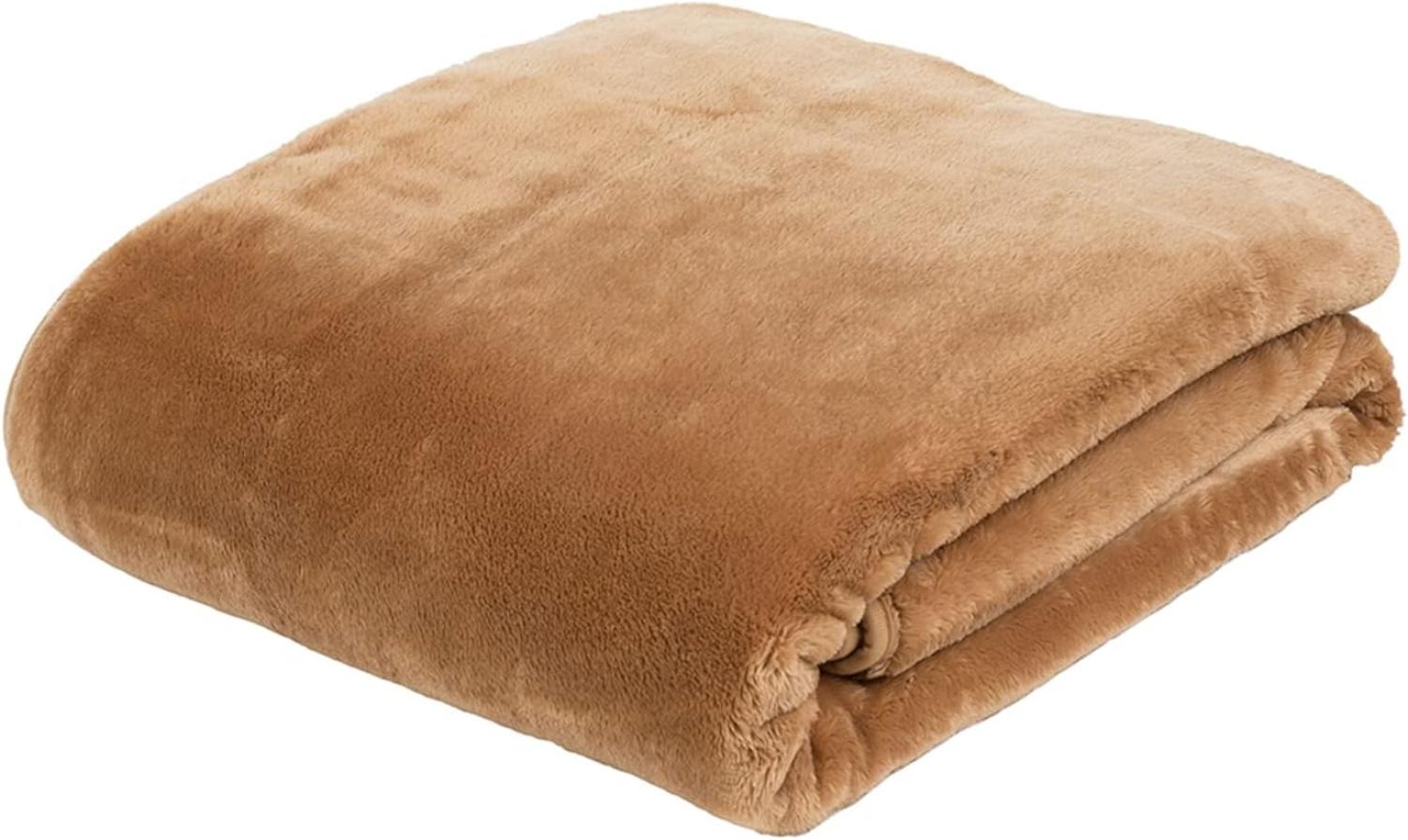 Premium Cashmere Kuscheldecke Tagesdecke Wohndecke 130 x 170 cm - Sand Bild 1