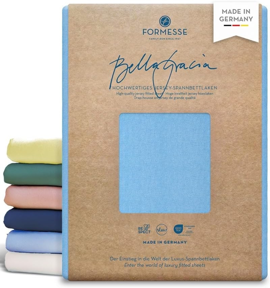 Formesse Jersey Spannbetttuch Bella Gracia hellblau, 90x190-100x220 cm Bild 1