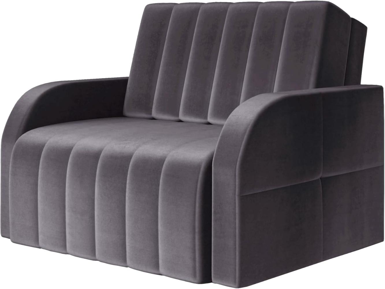 MOEBLO Kindersofa aus Samtstoff MONTANA 80, mit Bettfunktion Schlafsofa mit Bettkasten Sessel mit Schlaffunktion Schlafsessel Sofa Sessel Jugendsofa Schlafsofa 1-Sitzer Gästebett, mit Relaxfunktion Bild 1