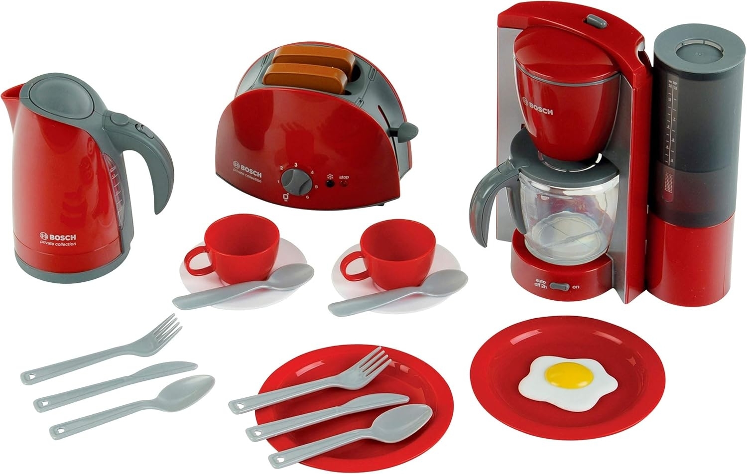 Theo Klein 9564 Bosch Frühstücksset I Küchen-Set bestehend aus Toaster, Kaffemaschine, Wasserrkocher und vielem mehr I Verpackungsmaße: 44,5 x 13 x 34 cm I Spielzeug für Kinder ab 3 Jahren Bild 1