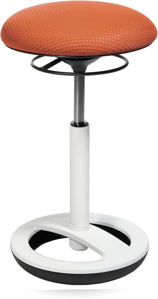 Topstar SU53BR4 Sitness High Bob, Stehhilfe, Fitnesshocker, Arbeitshocker, Sitzhöhe: 49 - 70cm, Standfußring Alu weiß lackiert, Stoffbezug, orange Bild 1