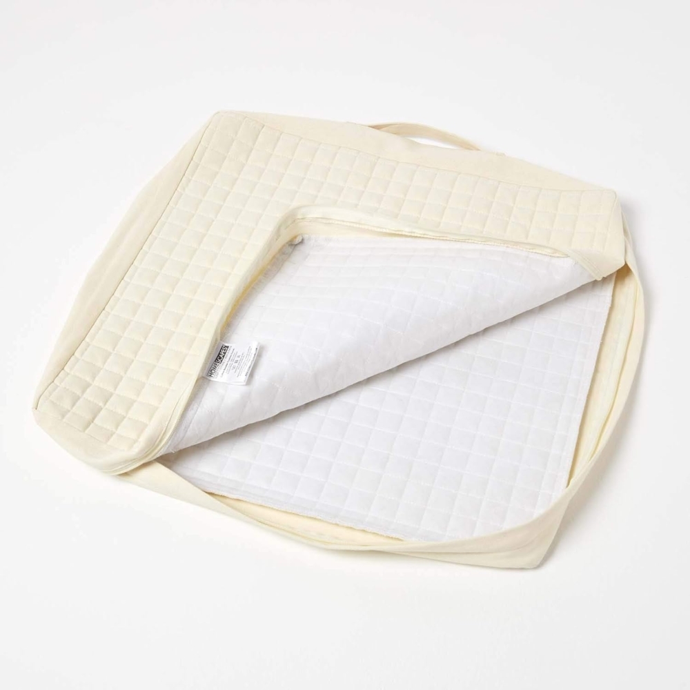 Homescapes Sitzkissen Wattierter Sitzkissenbezug 50 x 50 x 10 cm aus Baumwolle, creme Bild 1