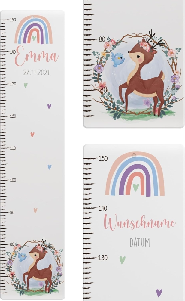 KIDSMOOD - Messlatte für Kinderzimmer Personalisiert, 70-140 cm - Messlatte Kinder Holz personalisiert Mit Namen für Baby- & Kleinkinderzimmer - Individuelles Geschenk für Kinder und Babys zum Geburt Bild 1