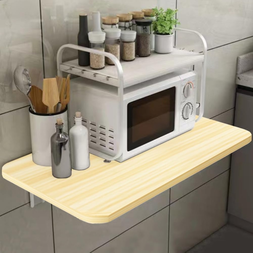 Shally Dogan Klappbarer Wandtisch, 80x60 cm, aus Holz, zusammenklappbar, platzsparend, vielseitig, Schreibtisch, Esstisch, Wohnzimmer, Badezimmer, Küche (Eiche) Bild 1