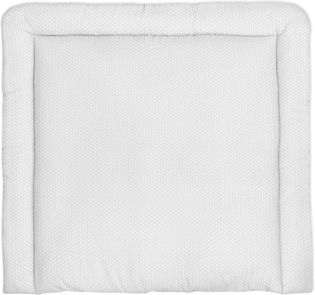 KraftKids Wickelauflage in kleine Blätter hellgrau auf Weiß, Wickelunterlage 85x75 cm (BxT), Wickelkissen Bild 1