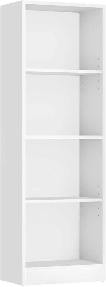 Bücherregal mit 4 Fächer, Verstellbare Einlegeböden, Weißes Regal, Aktenregal für Wohnzimmer, Kinderzimmer und Heimbüro, 40 x 121.5 x 24cm (B x H x T) LBC104W Bild 1