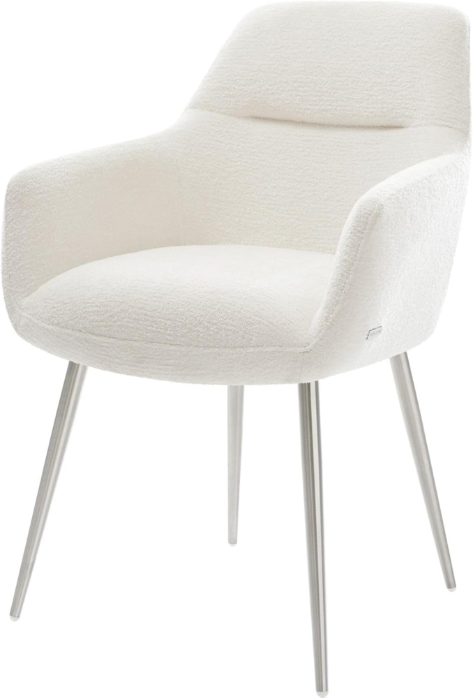 Esszimmerstuhl Pejo-Flex Bouclé Soft Beige 4-Fuß konisch Edelstahl Taschenfederkern Bild 1