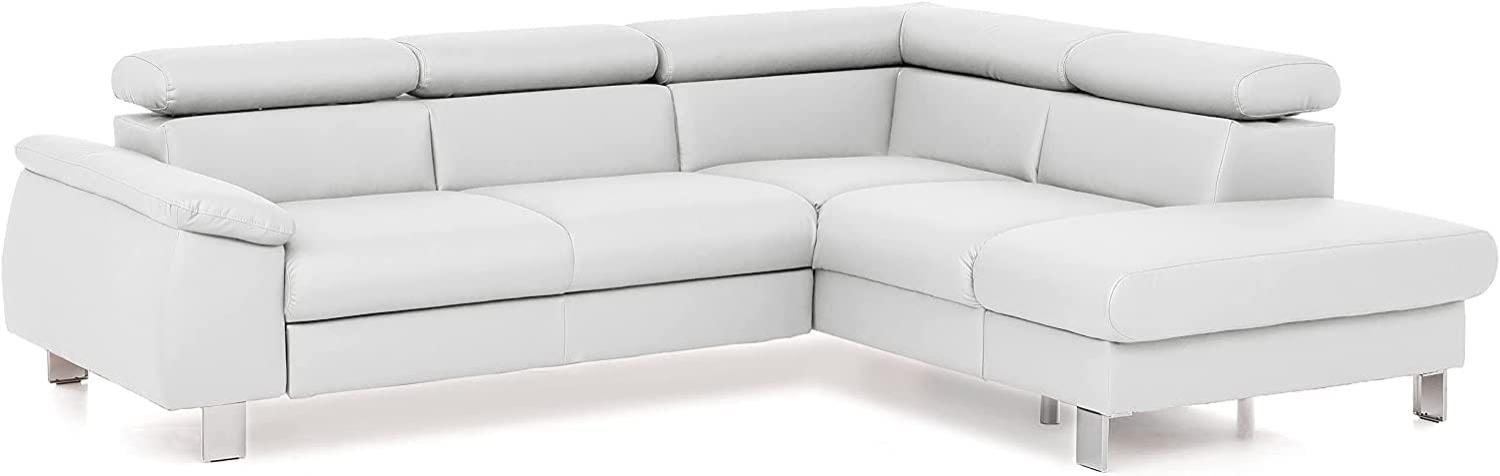 Mivano Ecksofa Micky mit Ottomane / L-Form-Sofa mit Schlaffunktion, Stauraum und Kopfteilverstellung / 249 x 72 x 207 / Kunstleder, Weiß Bild 1