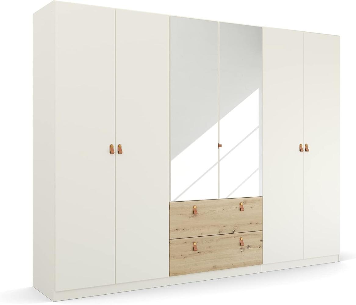 Rauch Möbel Homey by Quadra Spin Schrank Drehtürenschrank, Weiß, 6-trg. mit Spiegel, inkl. 3 Kleiderstangen, 3 Einlegeböden, 2 Schubkästen, BxHxT 271x210x54 cm Bild 1