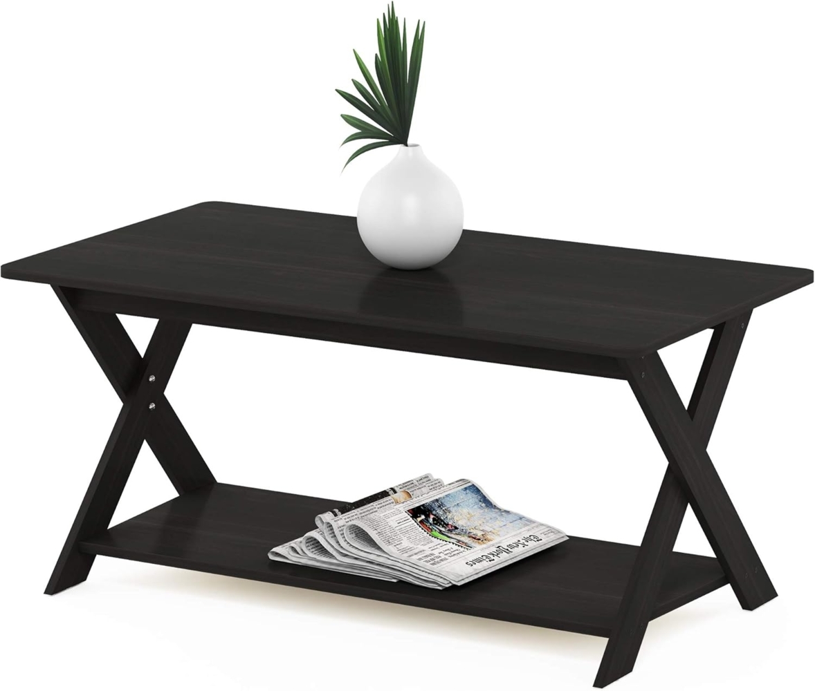 Furinno Couchtisch mit Kreubeinen, holz, Espresso, 50x89. 9x40. 59 cm Bild 1