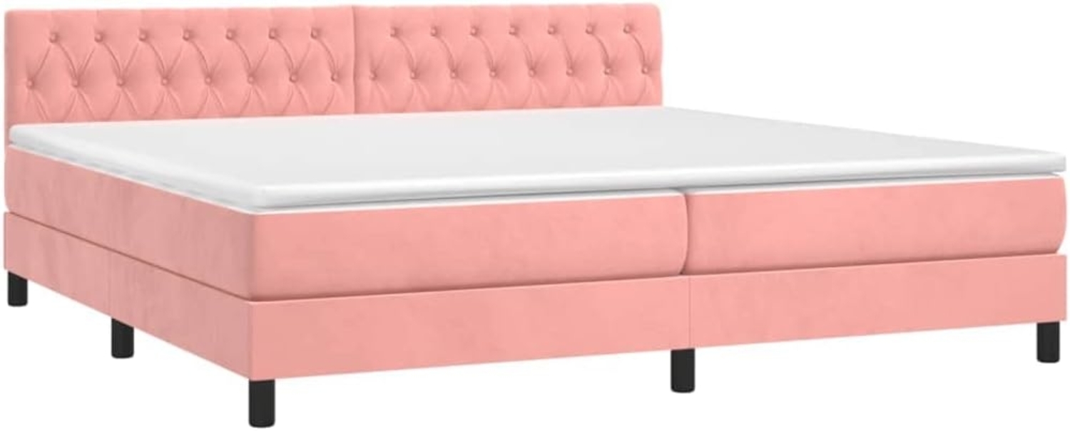 vidaXL Boxspringbett mit Matratze Rosa 200x200 cm Samt, Härtegrad: H2 [3141508] Bild 1