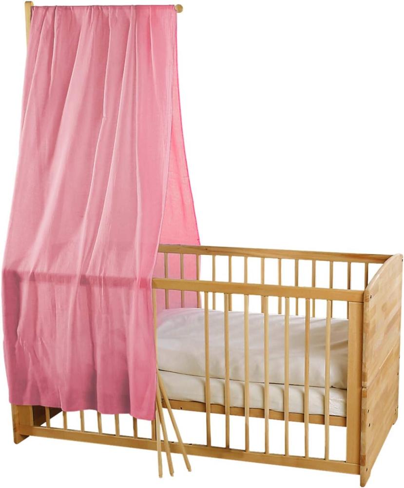 Bio Baby Betthimmel 100% Bio-Baumwolle (kbA) GOTS zertifiziert, Rosa, 115x300 cm Bild 1