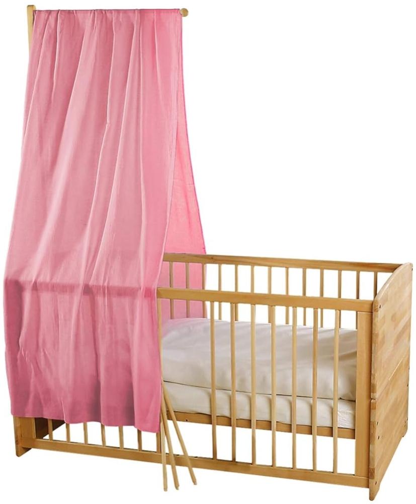 Bio Baby Betthimmel 100% Bio-Baumwolle (kbA) GOTS zertifiziert, Rosa, 115 x 300 cm Bild 1