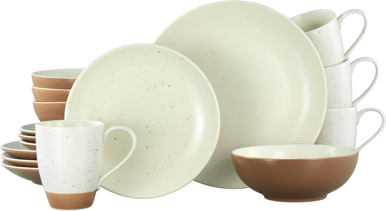 CreaTable 33071 Kombiservice Sand Dunes für 4 Personen, Steinzeug, sand (1 Set, 16-teilig) Bild 1