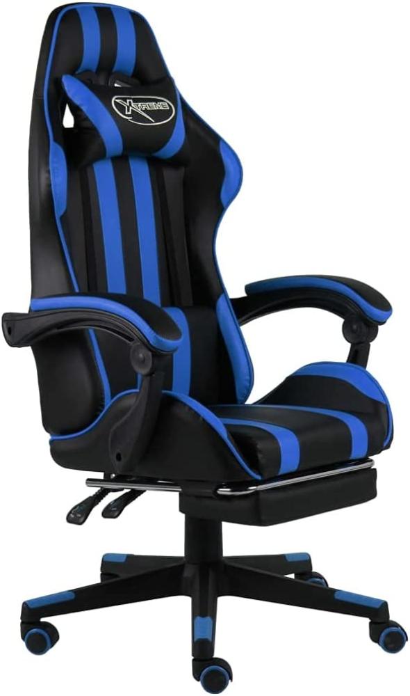 vidaXL Gaming-Stuhl mit Fußstütze Schwarz und Blau Kunstleder 20526 Bild 1