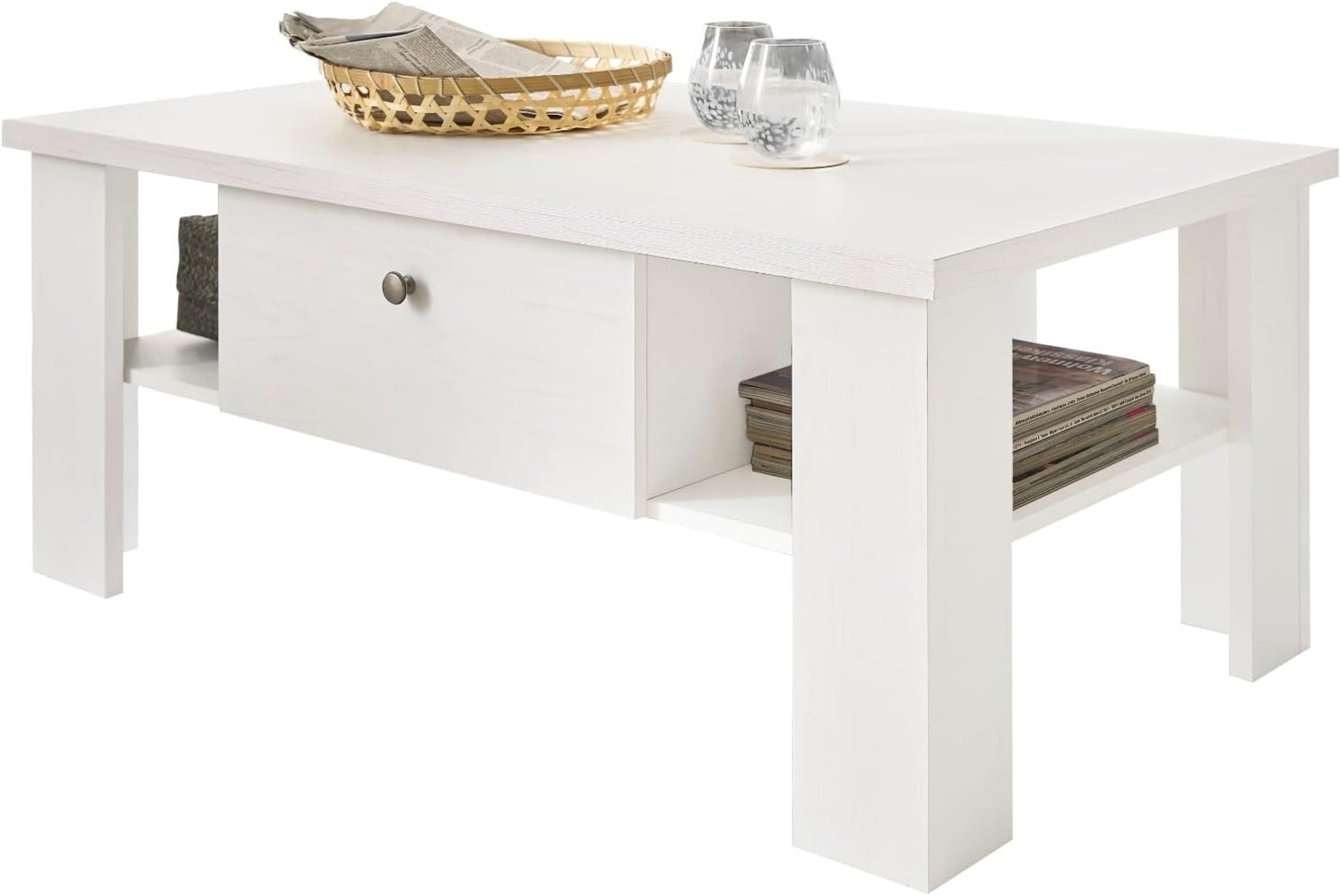 Couchtisch Fiastra in weiß Pinie Landhaus 107 x 67 cm Bild 1