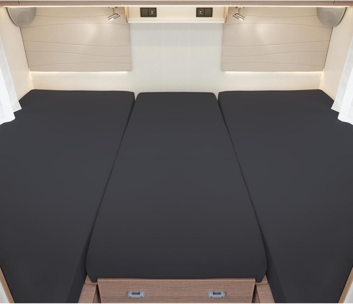 BettwarenShop Wohnmobil Wohnwagen Heckbett Spannbetttuch-Set 3-teilig|2 Längsbetten + Mittelteil| anthrazitBettwarenShop Wohnmobil Wohnwagen Heckbett Spannbetttuch-Set 3-teilig Bild 1