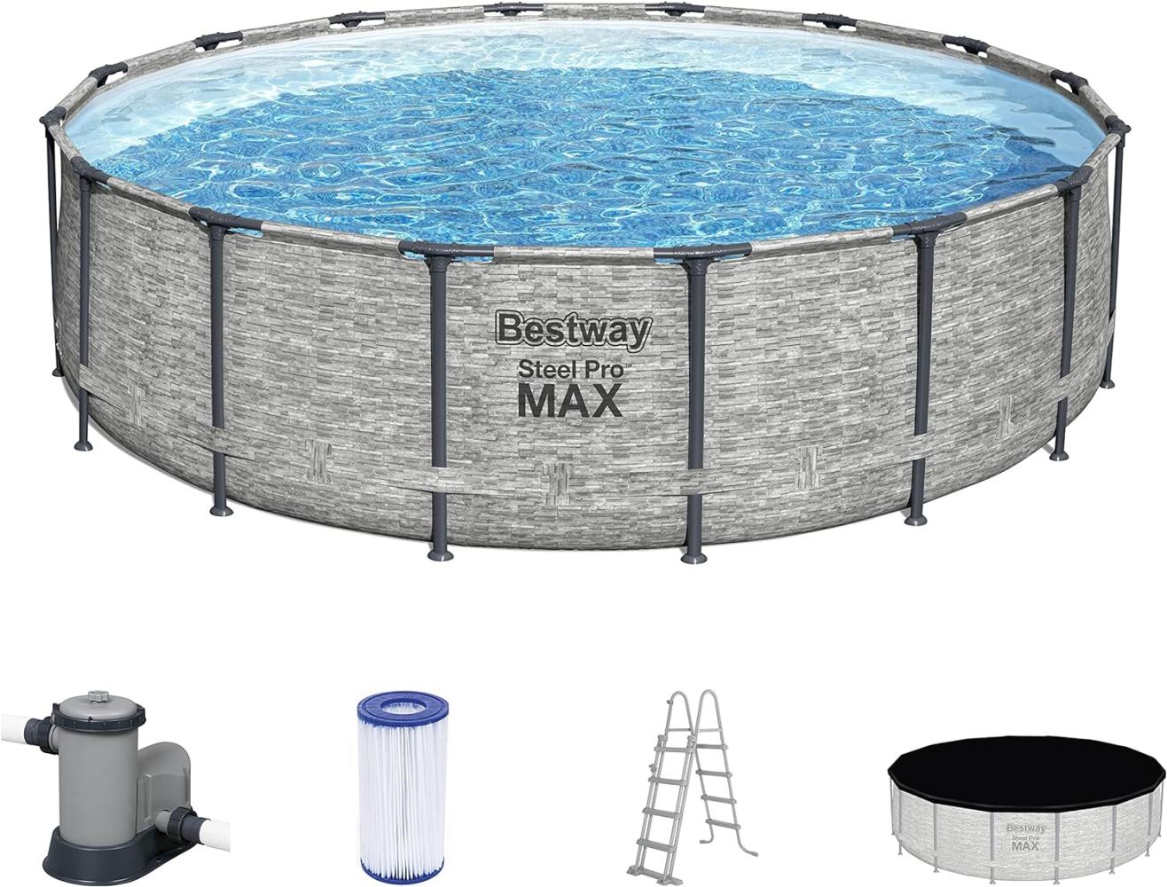 Bestway Power Steel Swimming Pool Rund 488x122 cm 93346 Bild 1