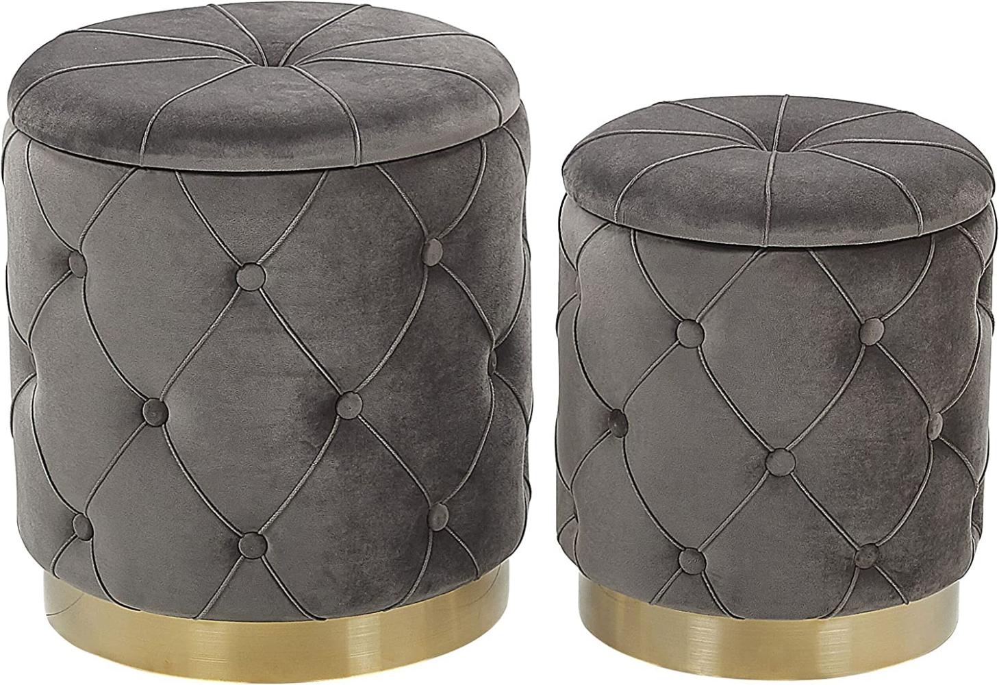 Pouf Samtstoff mit Stauraum grau 2er Set PUEBLO Bild 1