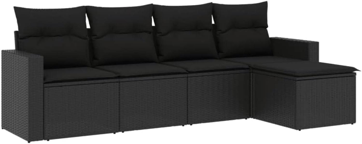 vidaXL 5-tlg. Garten-Sofagarnitur mit Kissen Schwarz Poly Rattan 3251222 Bild 1