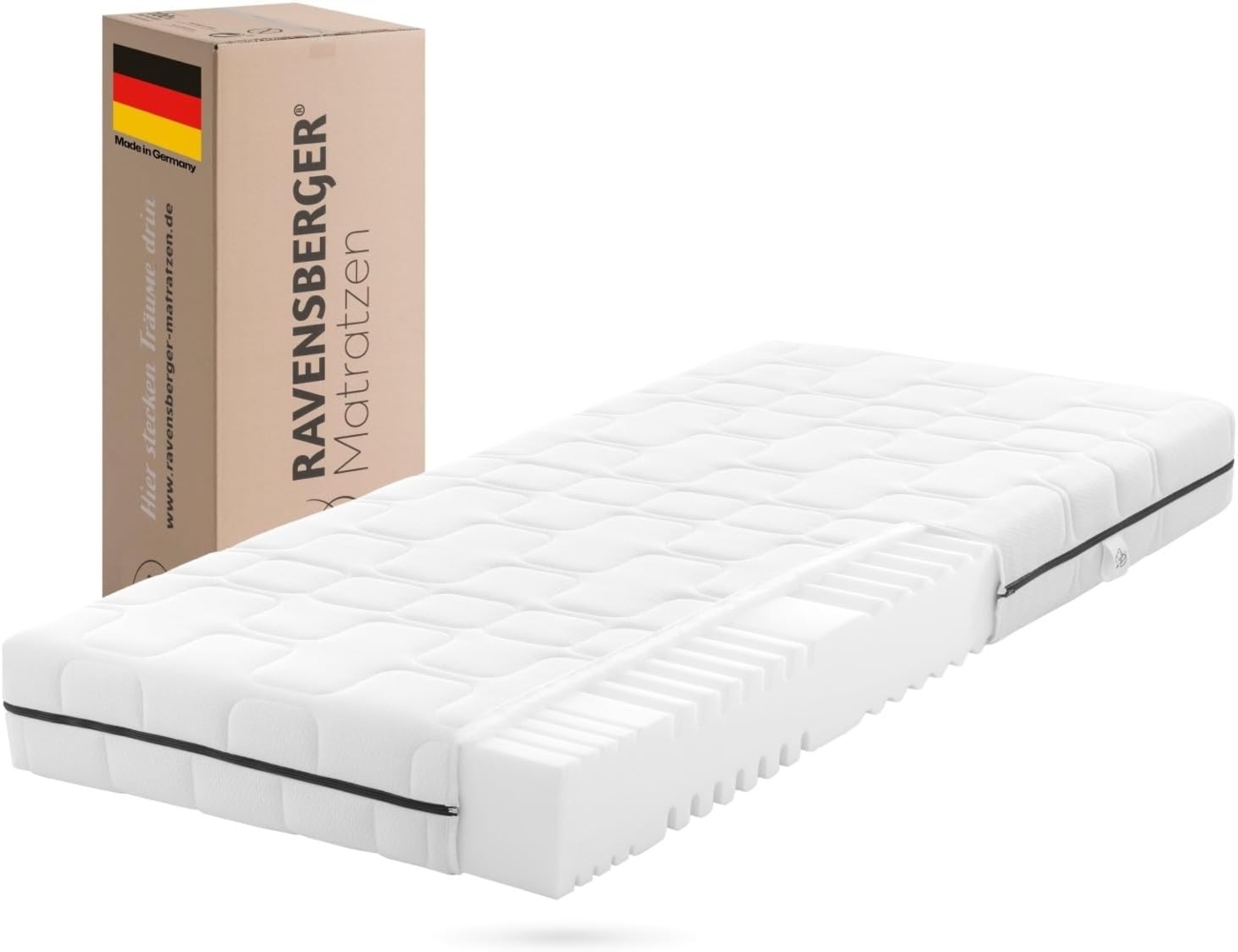 Komfortschaummatratze Comfortmatratze Ravo-PUR® mit RAVOTEX Funktio.., RAVENSBERGER Matratzen, 19 cm hoch, Ergonomisch, hohe Elastizität + Haltbarkeit, 7 Zonen, Made in Germany Bild 1