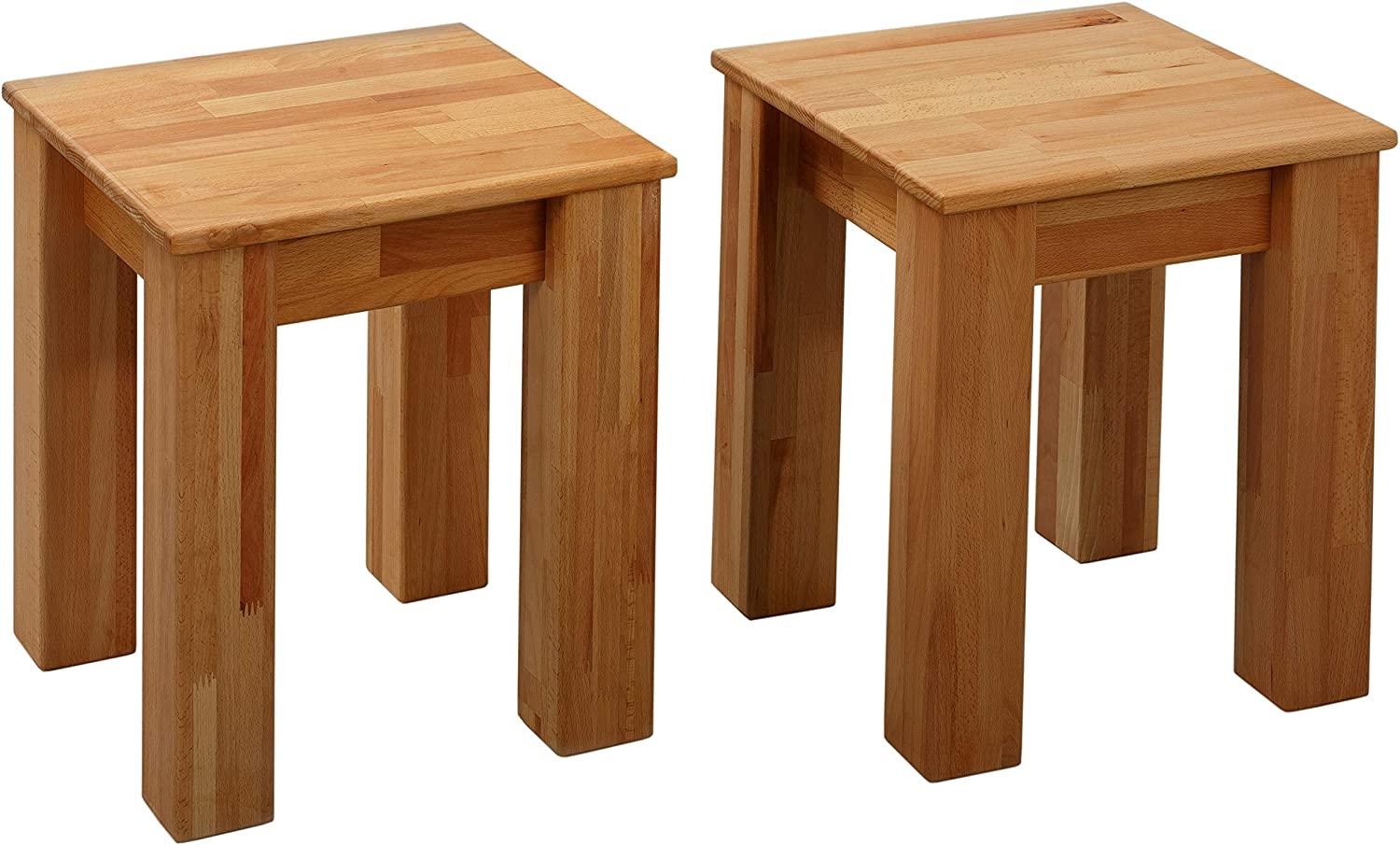 Krok Wood 2X Hocker aus Massivholz in Buche 35x35x45 cm (Bonn) Bild 1