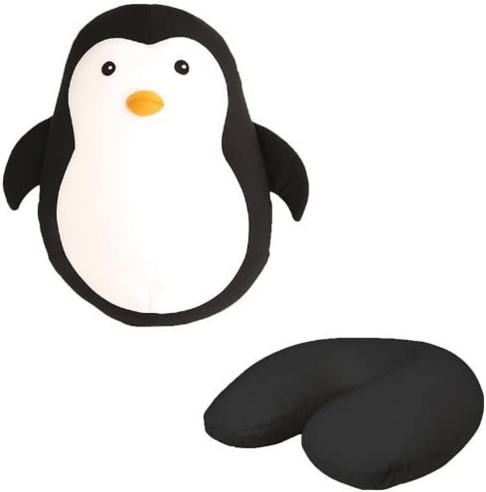 Kikkerland Nackenkissen Zip&Flip Kissen Pinguin - Kuscheltier Nackenhörnchen Bild 1