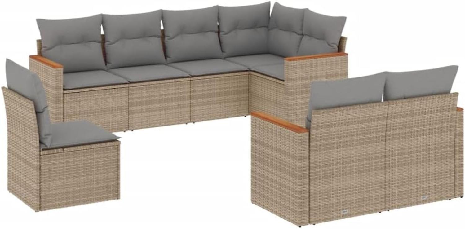 vidaXL 8-tlg. Garten-Sofagarnitur mit Kissen Beige Poly Rattan 3258566 Bild 1