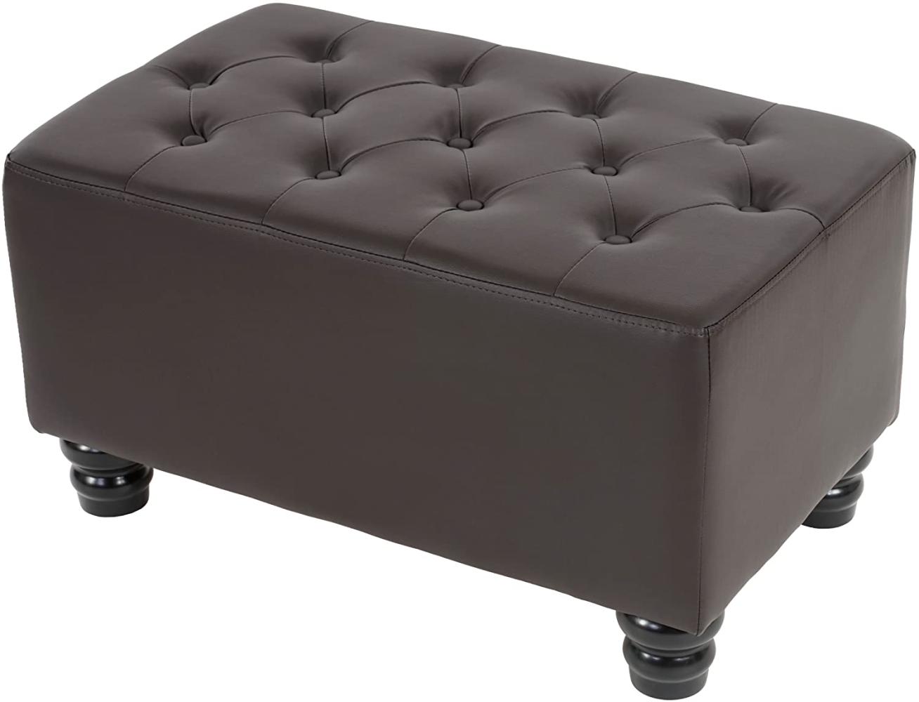 Luxus Ottomane Sitzhocker Chesterfield 41x75x46cm Kunstleder ~ runde Füße, braun Bild 1