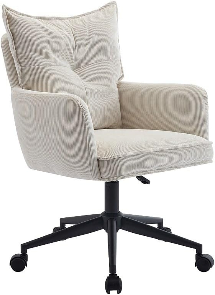 Vente-unique - Bürostuhl höhenverstellbar - Cord - Cremefarben & Schwarz - BATARU von Pascal Morabito Bild 1