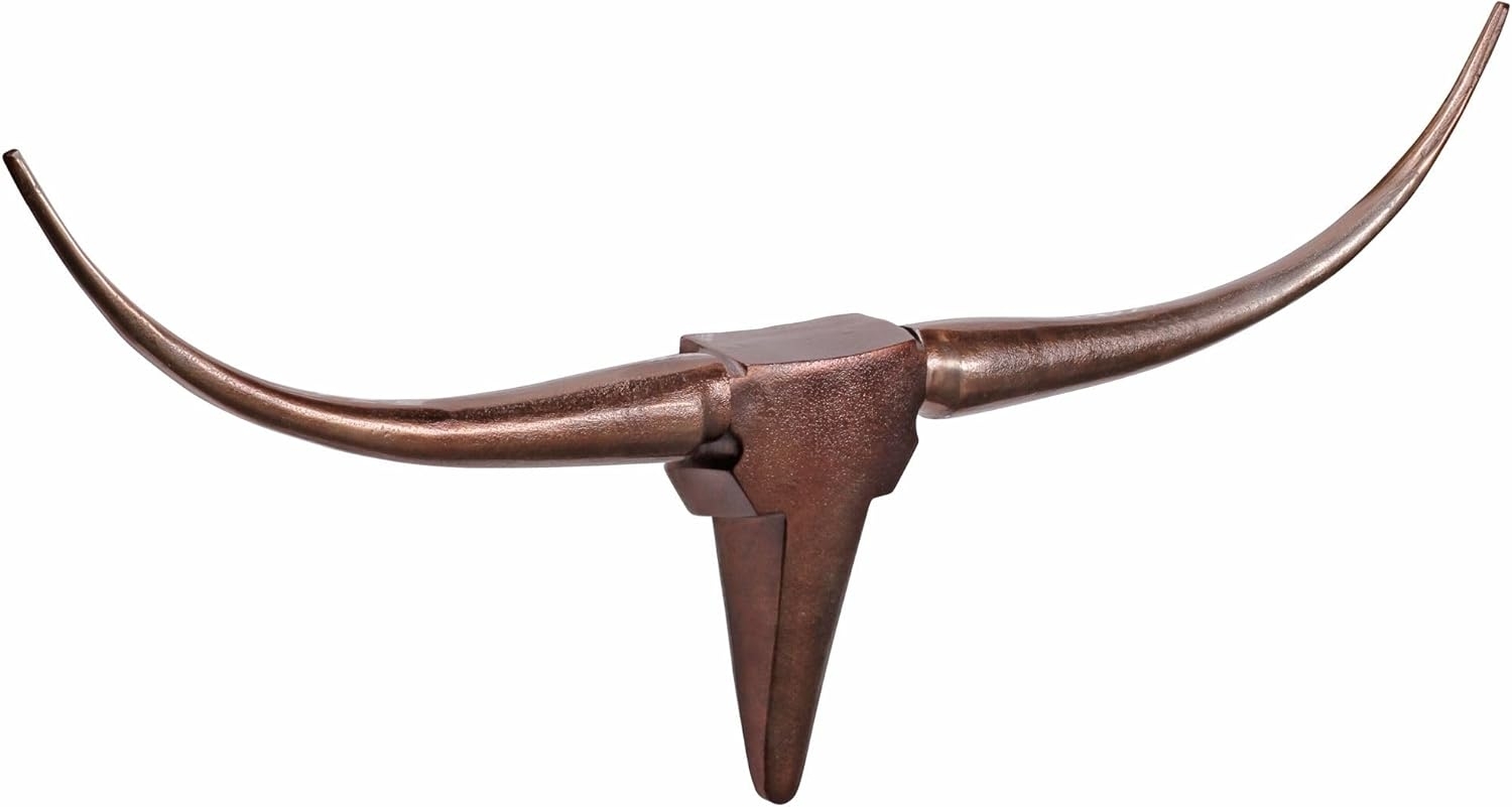 FineBuy Deko Geweih Bull M FB37860 Bronze 100 cm Aluminium Design Hörner, Wanddekoration Stierkopf Horn Modern, Wandskulptur Geweih-Jagdtrophäe Metall, Longhorn Wandschmuck Groß Bild 1