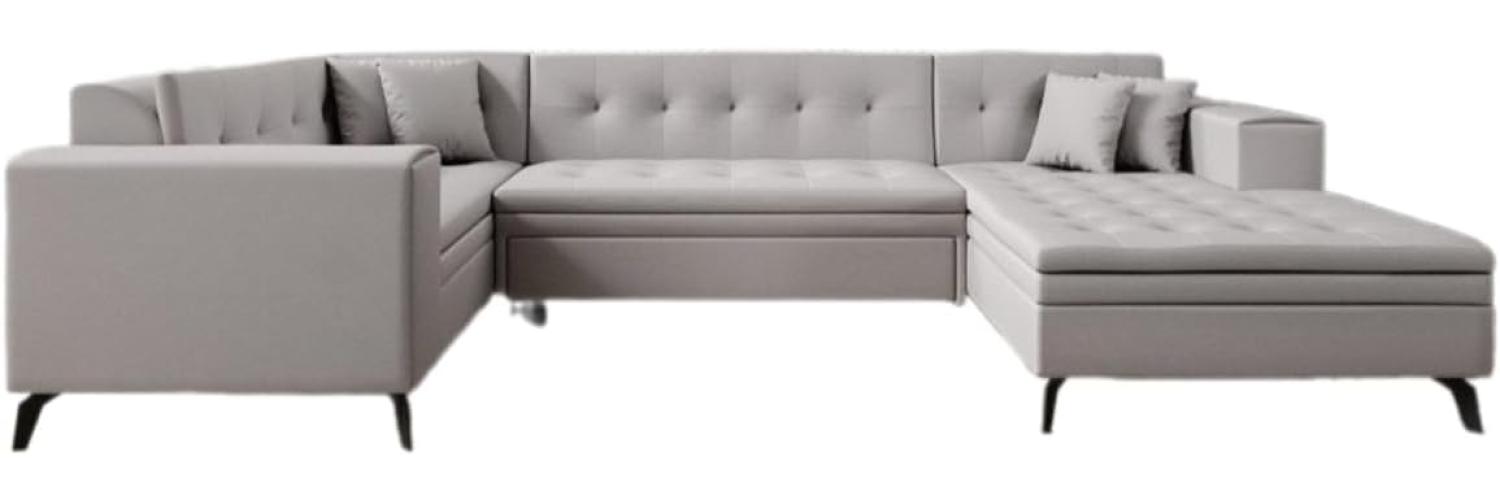 Designer Sofa Neola mit Schlaffunktion Stoff Beige Rechts Bild 1