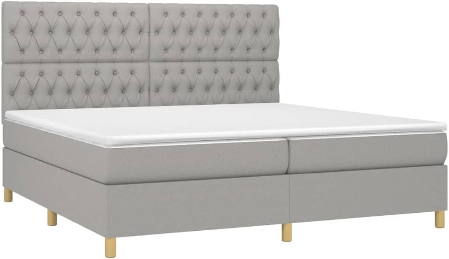 vidaXL Boxspringbett mit Matratze Hellgrau 200x200 cm Stoff, Härtegrad: H2 [3142601] Bild 1